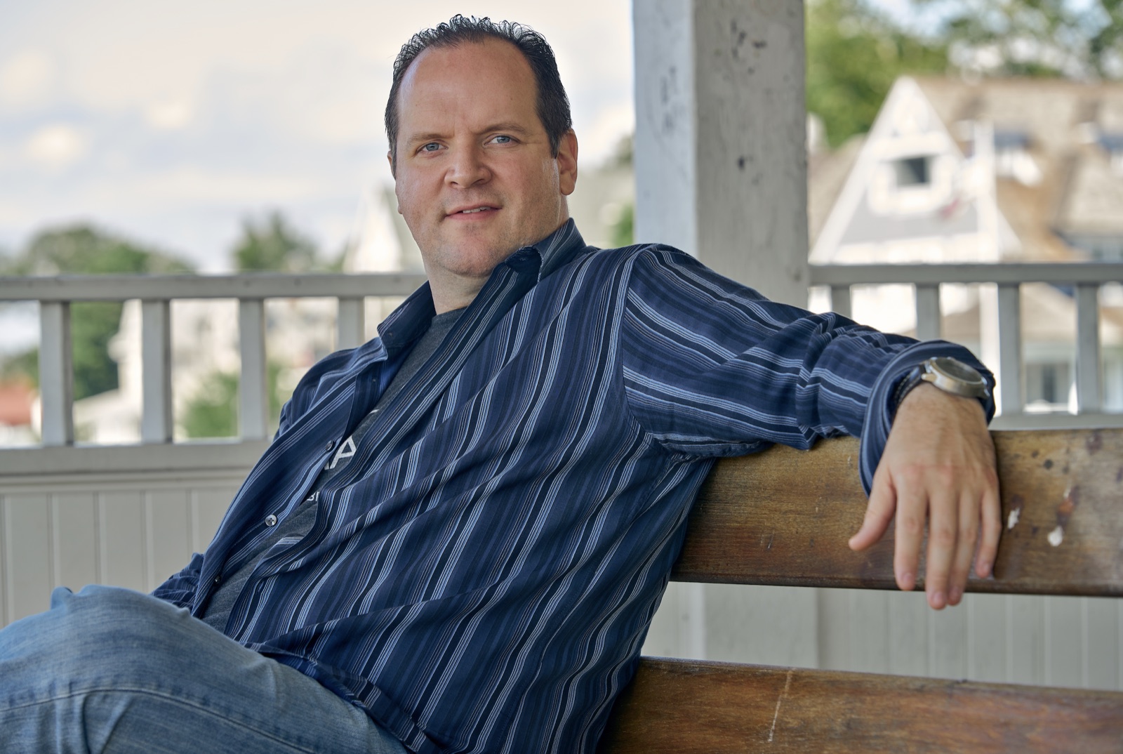 Ron Gilmartin relaxing on a bench